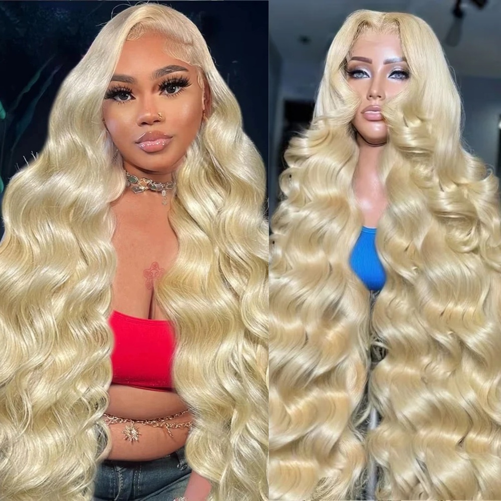 613 Blonde Body Wave Lace Front Wig - باروكة شعر طبيعي مموج بلون أشقر