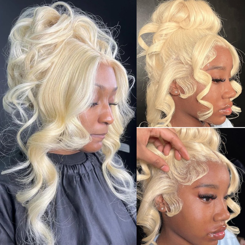 613 Blonde Body Wave Lace Front Wig - 13x4 13x6 360 HD شفاف 613