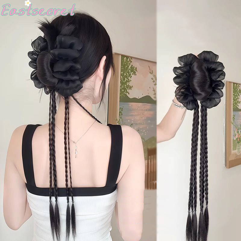 Claw Clip Messy Bun Hair Piece - مشبك شعر بفيونكة سوداء وربطة نصفية،