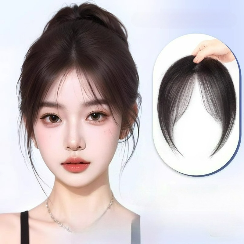 Seamless Clip In Hair Extensions Human Hair - خفيفة للغاية الشعر البشري الانفجارات الجبين