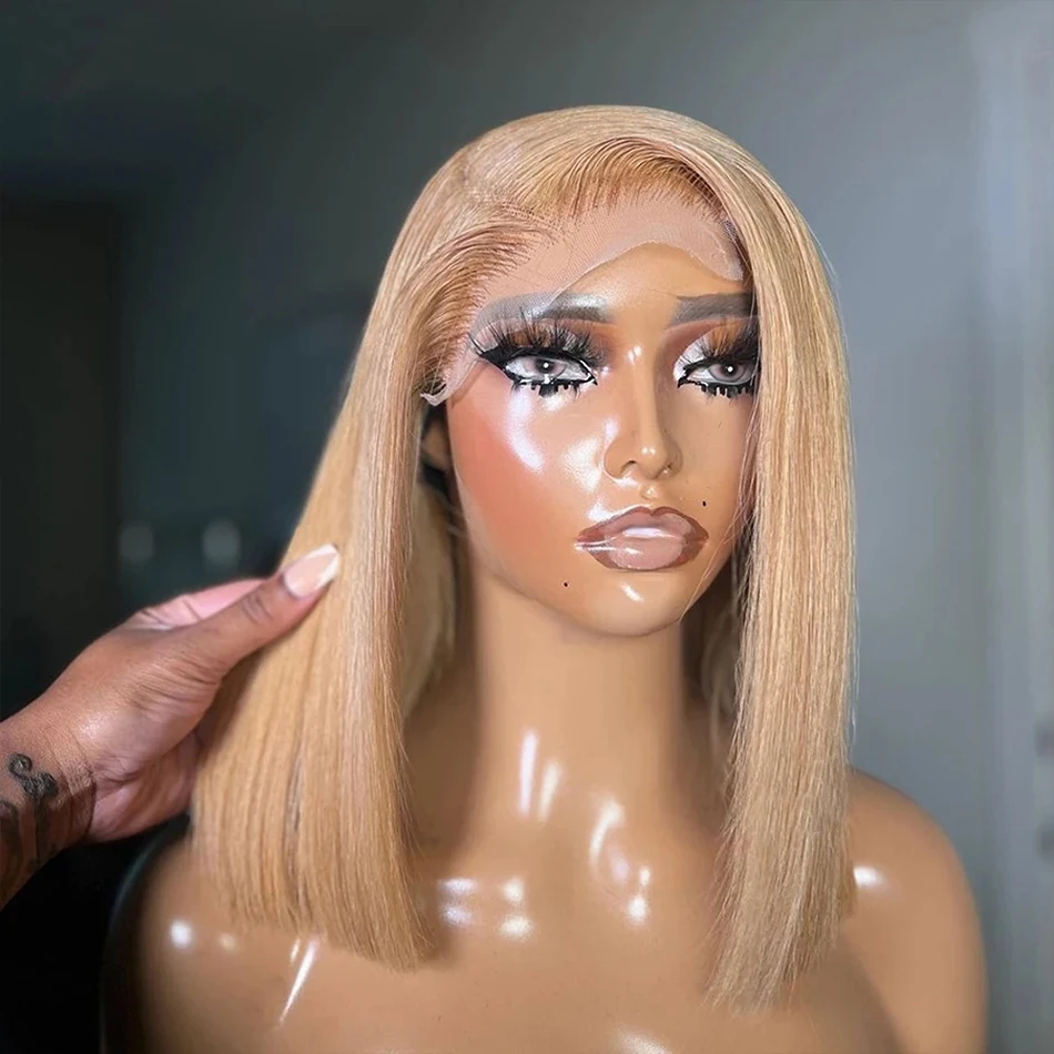 Glueless Wear And Go Human Hair Wig - 27 # العسل شقراء الدانتيل الباروكات