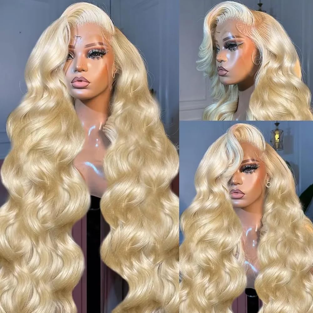 613 Blonde Body Wave Lace Front Wig - # باروكة شعر طبيعي 613 بتموجات