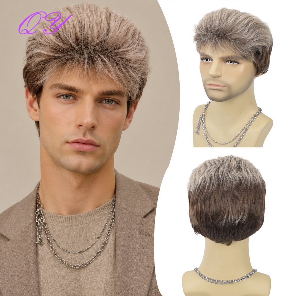 Synthetic Wigs - شعر مستعار صناعي قصير بني فاتح