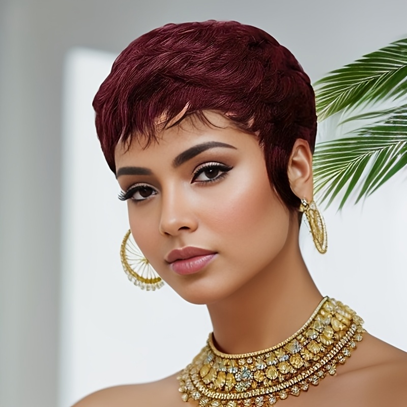Short Pixie Cut Wig Human Hair Cheap - شعر مستعار أحمر قصير من الشعر