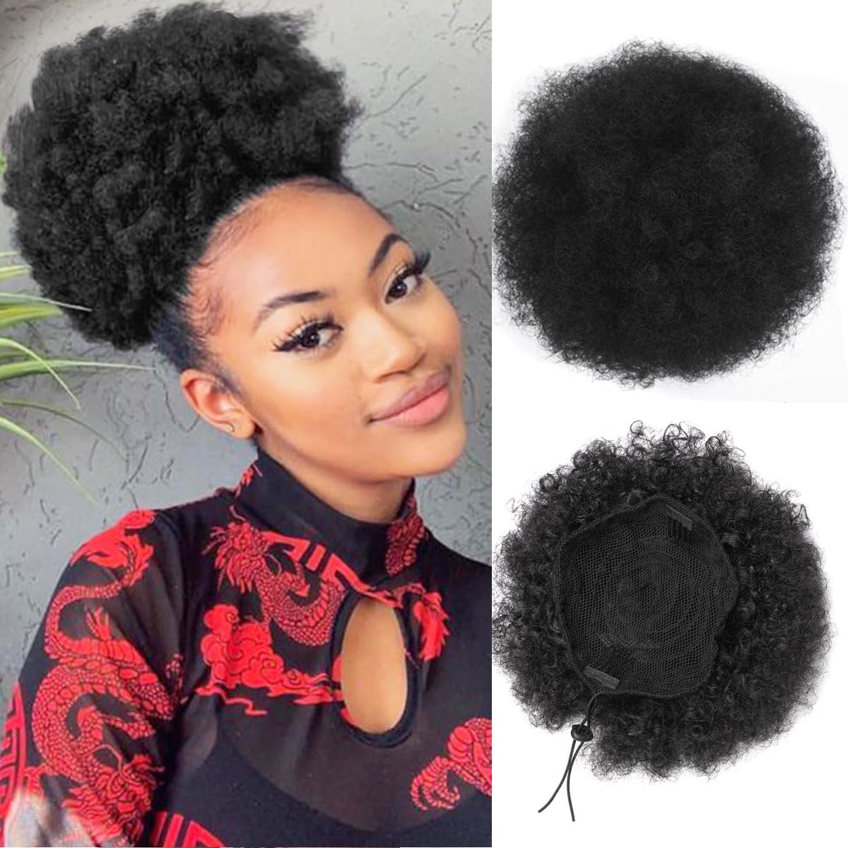 Drawstring Afro Curly Puff Ponytail - ذيل حصان أفرو منتفخ برباط للنساء