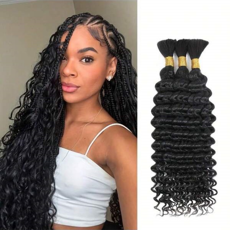 Water Wave Bulk Human Hair For Braiding - 2 حزم موجة المياه السائبة وصلة