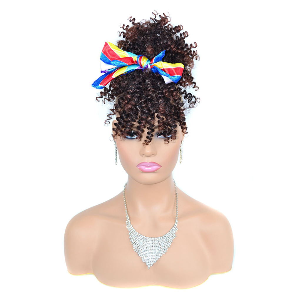 Drawstring Afro Curly Puff Ponytail - وصلة شعر صناعية برباط سحب، مجعدة