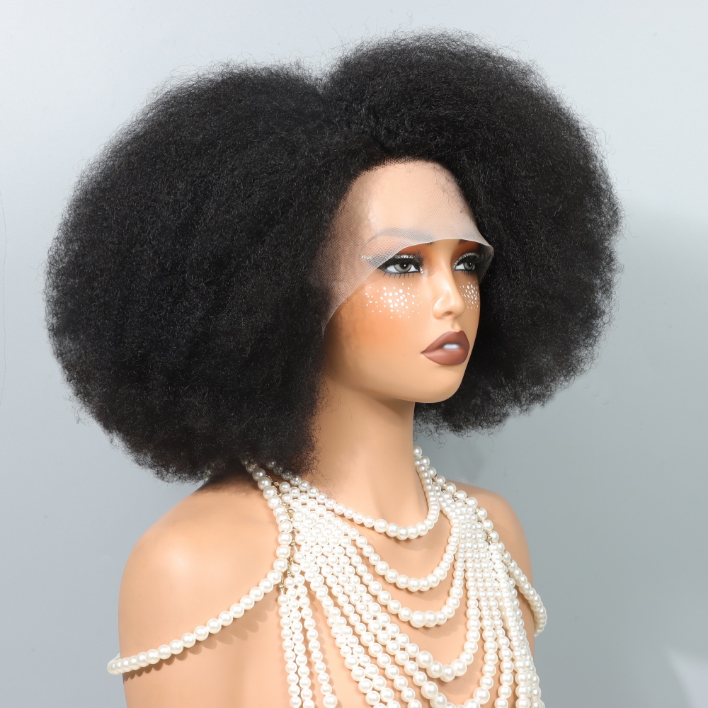 Glueless Wear And Go Human Hair Wig - باروكة شعر أفريقي مجعد بطول 14