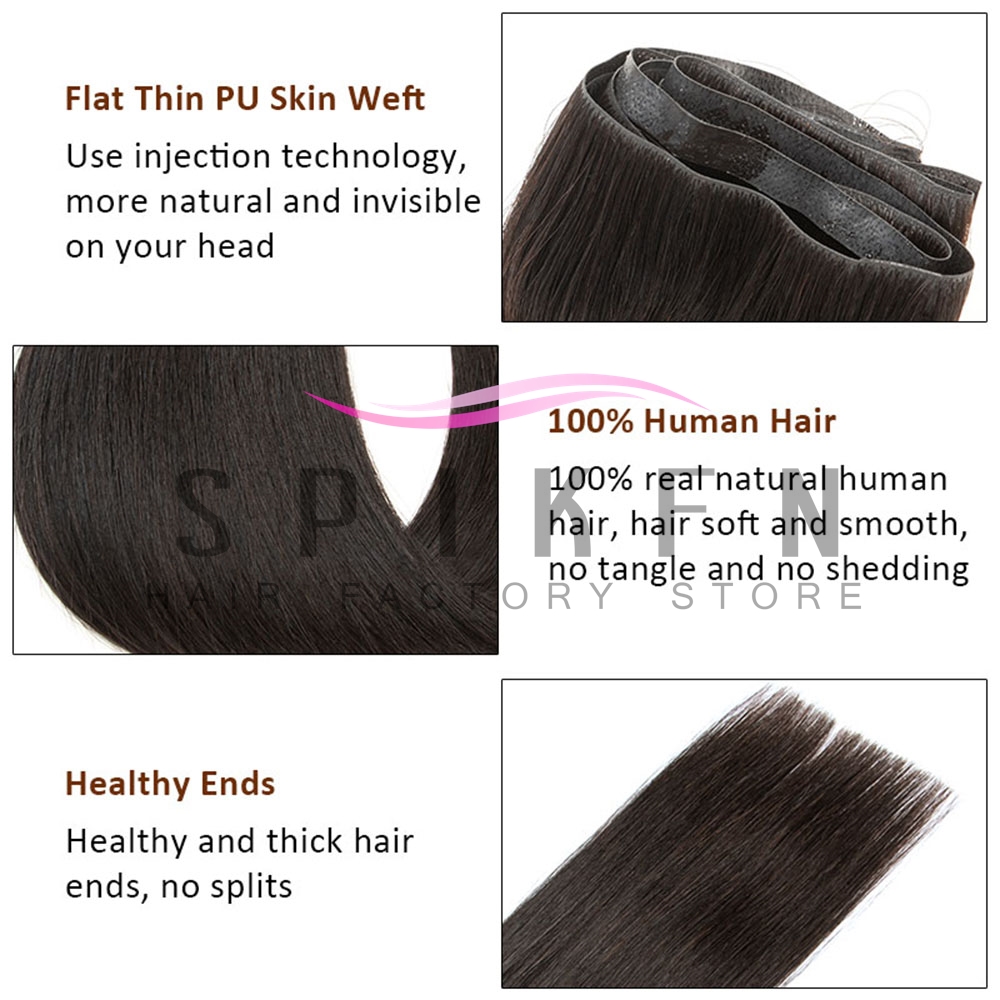 وصلات شعر بشري طويلة من SPIKFN - مراجعة Invisible Tape In Extensions Real Hair وسعره
