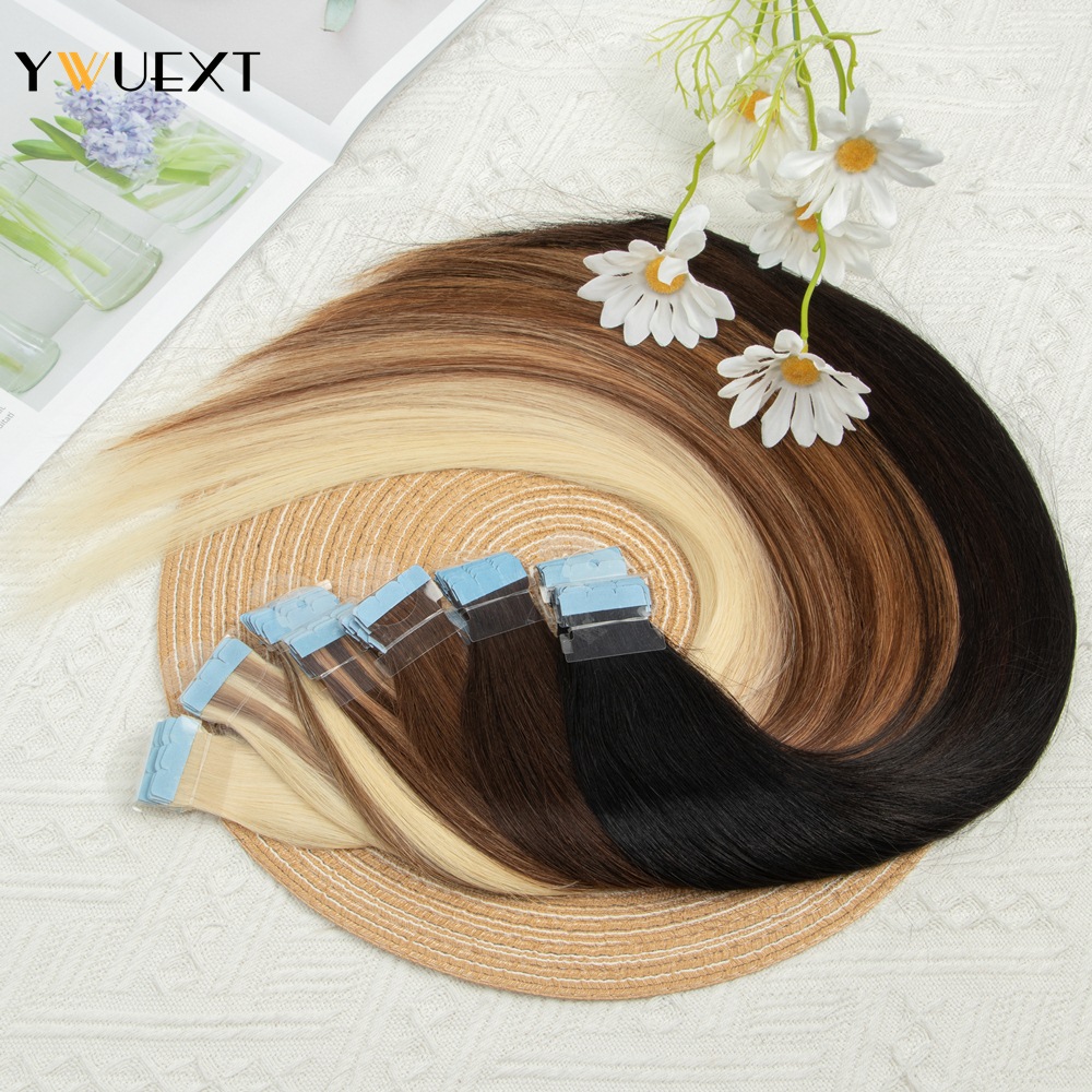 YWUEXT-شريط صغير في وصلات الشع - مراجعة Invisible Tape In Extensions Real Hair وسعره