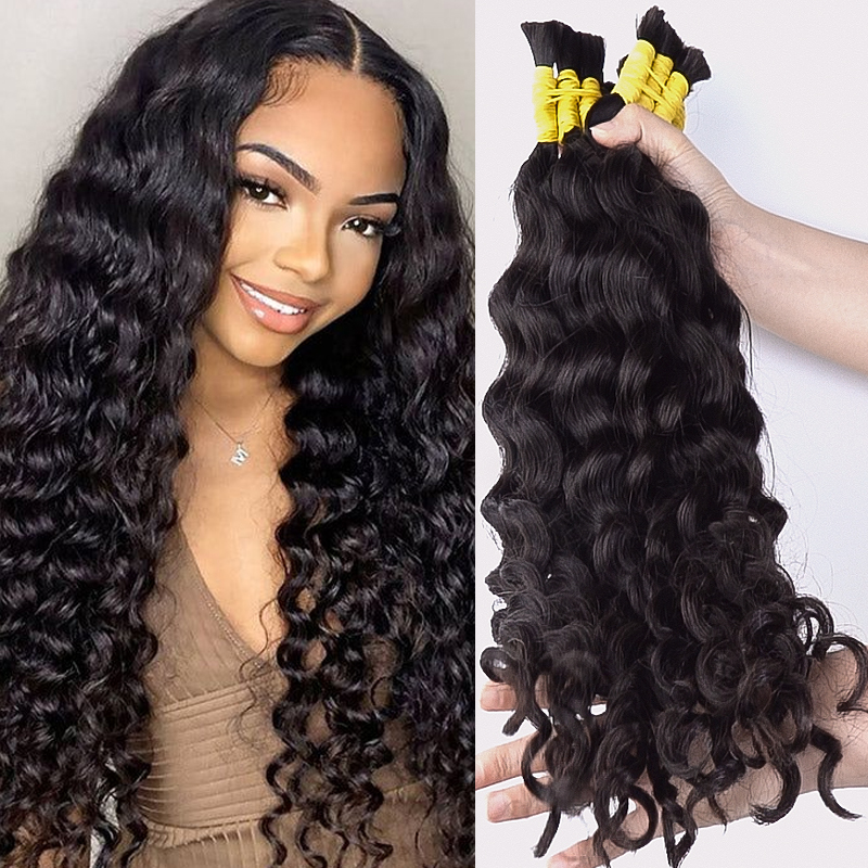 شعر بشري فرنسي فاخر للضفائر، ش - مراجعة Water Wave Bulk Human Hair For Braiding وسعره