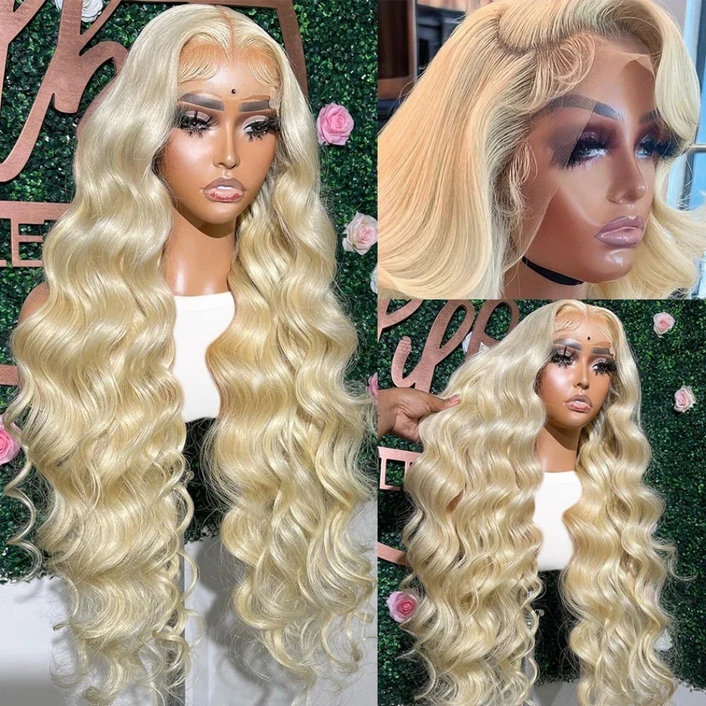 باروكة شعر طبيعي مموج بلون أشق - مراجعة 613 Blonde Body Wave Lace Front Wig وسعره