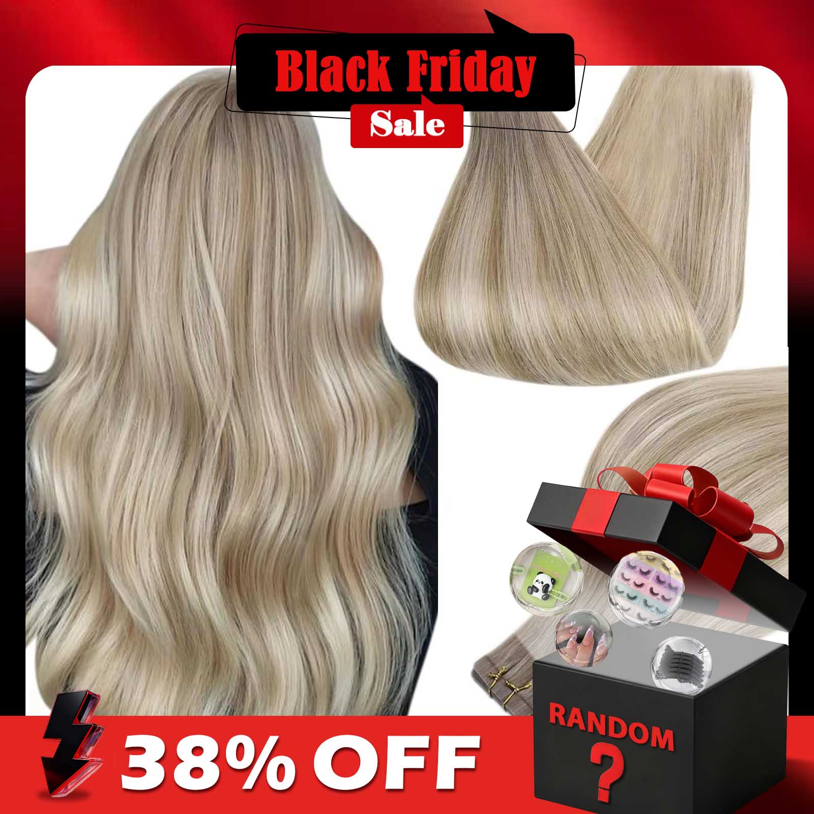 شريط تألق كامل في وصلات الشعر  - مراجعة Invisible Tape In Extensions Real Hair وسعره