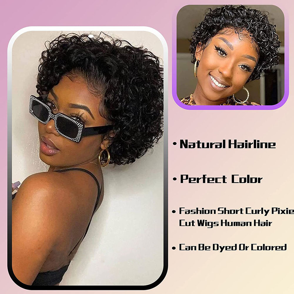 قصيرة عابث قطع شعر مستعار مجعد - مراجعة Short Pixie Cut Wig Human Hair Cheap وسعره
