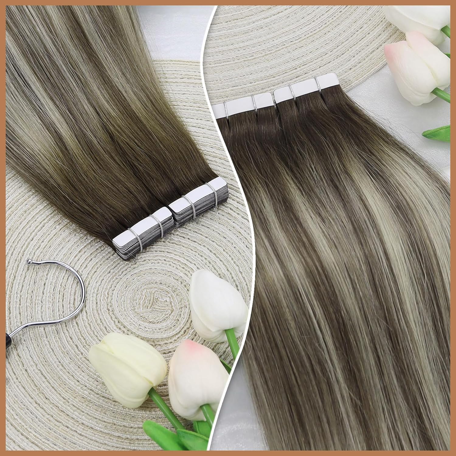 شريط VeSunny في وصلات الشعر، ش - مراجعة Invisible Tape In Extensions Real Hair وسعره