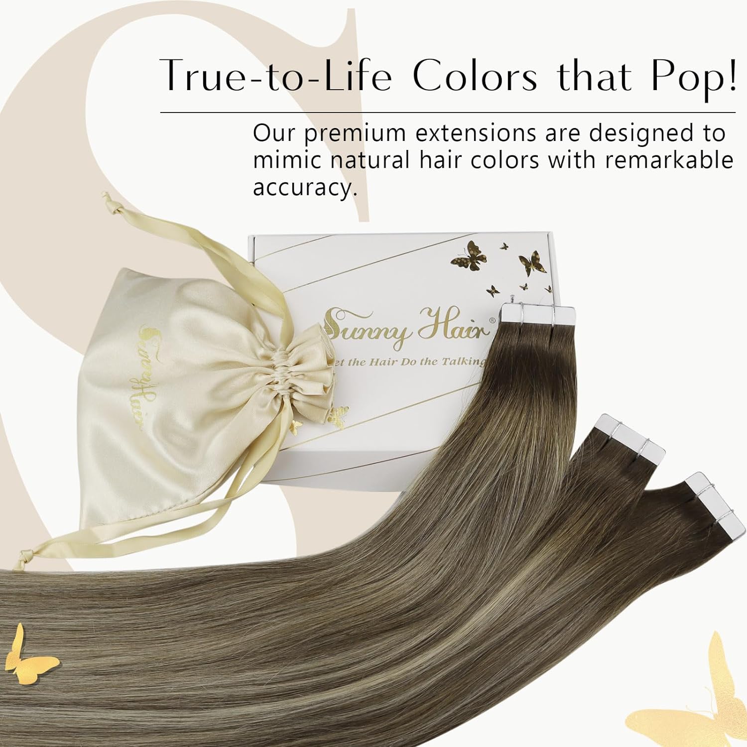 شريط VeSunny في وصلات الشعر، ش - مراجعة Invisible Tape In Extensions Real Hair وسعره