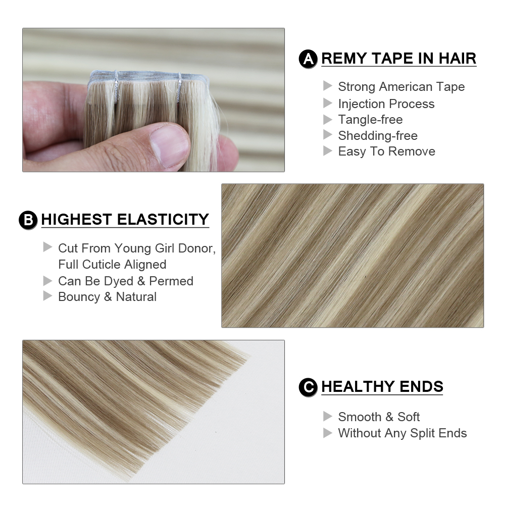 وصلات شعر لاصقة غير مرئية من ش - مراجعة Invisible Tape In Extensions Real Hair وسعره