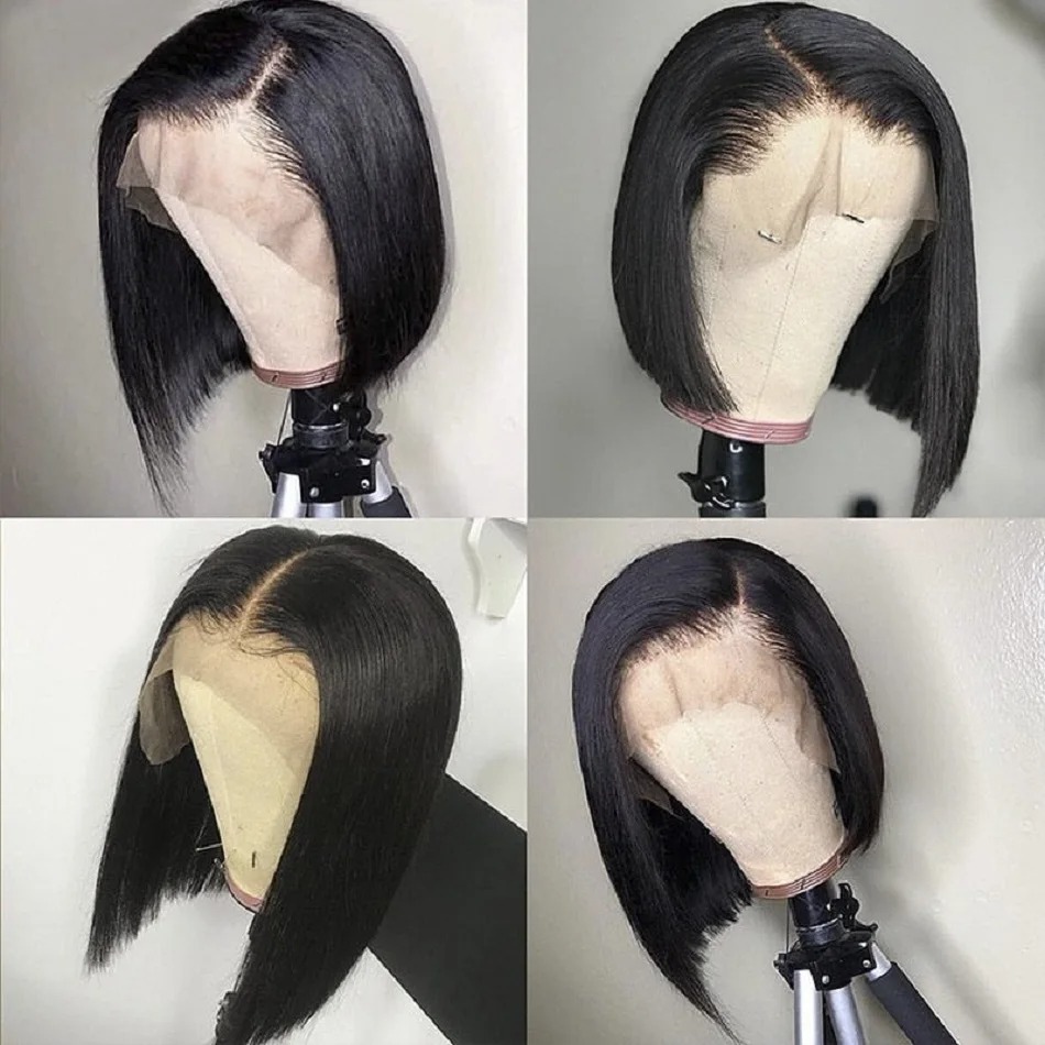 شعر مستعار أسود قصير بوب بدانت - مراجعة Pre Parted 13X4 Lace Front Bob Wig وسعره