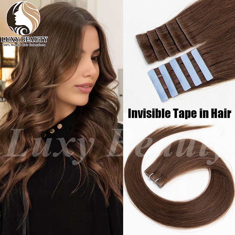 وصلات شعر بشري لاصقة غير مرئية - مراجعة Invisible Tape In Extensions Real Hair وسعره