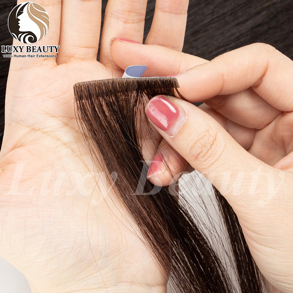 وصلات شعر بشري لاصقة غير مرئية - مراجعة Invisible Tape In Extensions Real Hair وسعره