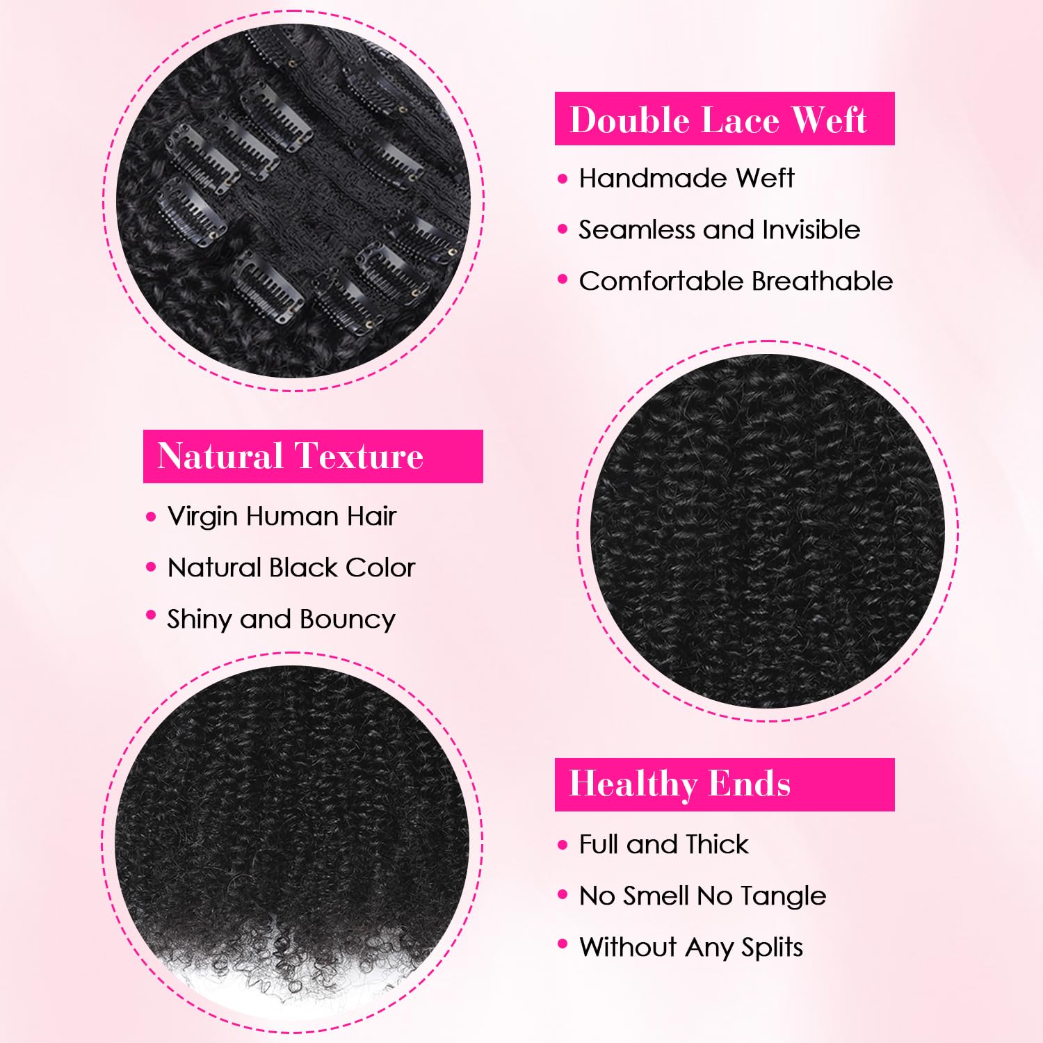 الأفرو مجعد كليب في شعر ريمي ا - مراجعة Seamless Clip In Hair Extensions Human Hair وسعره