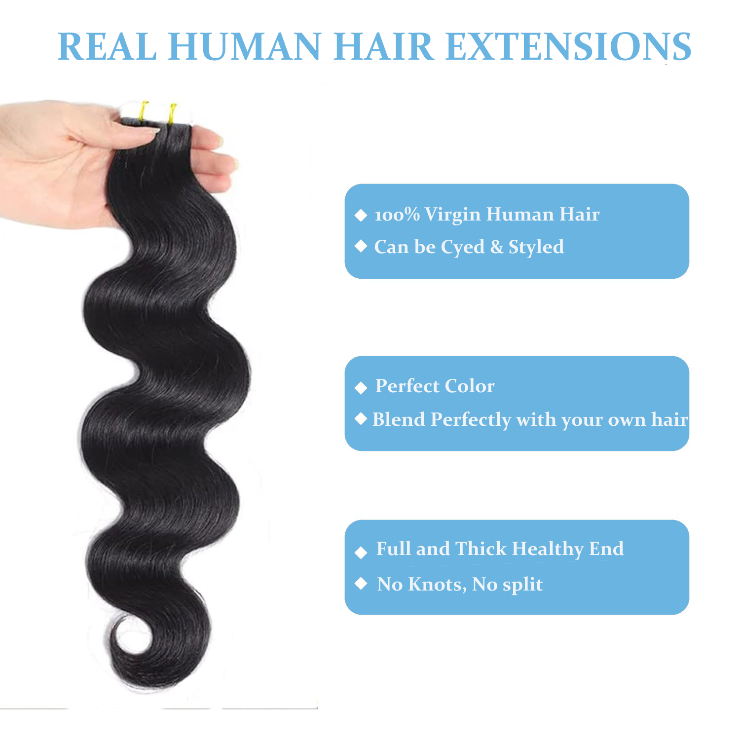 وصلات شعر لاصقة غير مرئية بتمو - مراجعة Invisible Tape In Extensions Real Hair وسعره