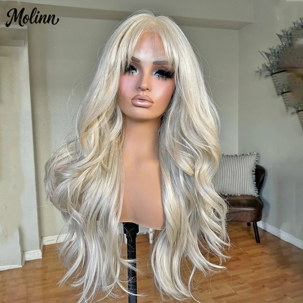 شعر مستعار صناعي مموج بلون أشق - مراجعة 613 Blonde Body Wave Lace Front Wig وسعره